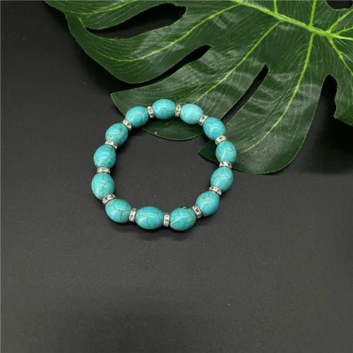 Pulsera Cuentas Turquesa Elástica