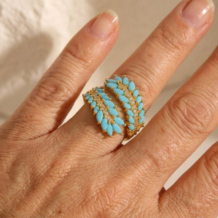 Anillo Turquesa Floral Ajustable