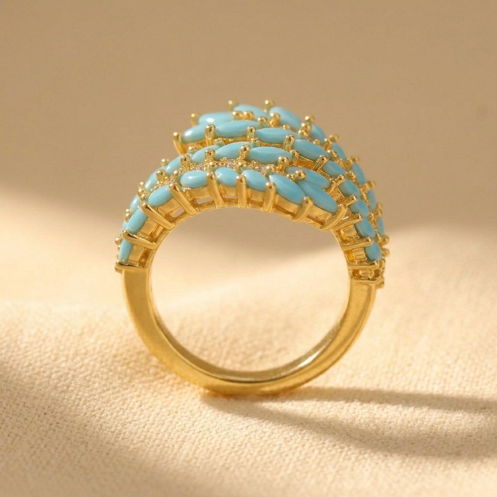Anillo Turquesa Floral Ajustable