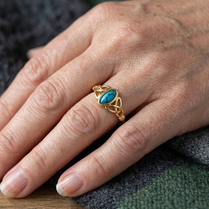 Anillo Hoja Turquesa Fino