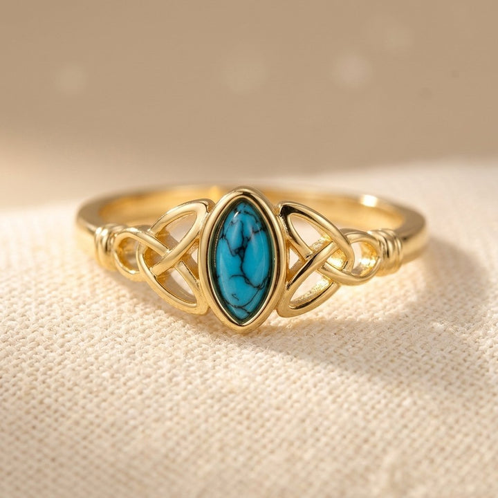 Anillo Hoja Turquesa Fino