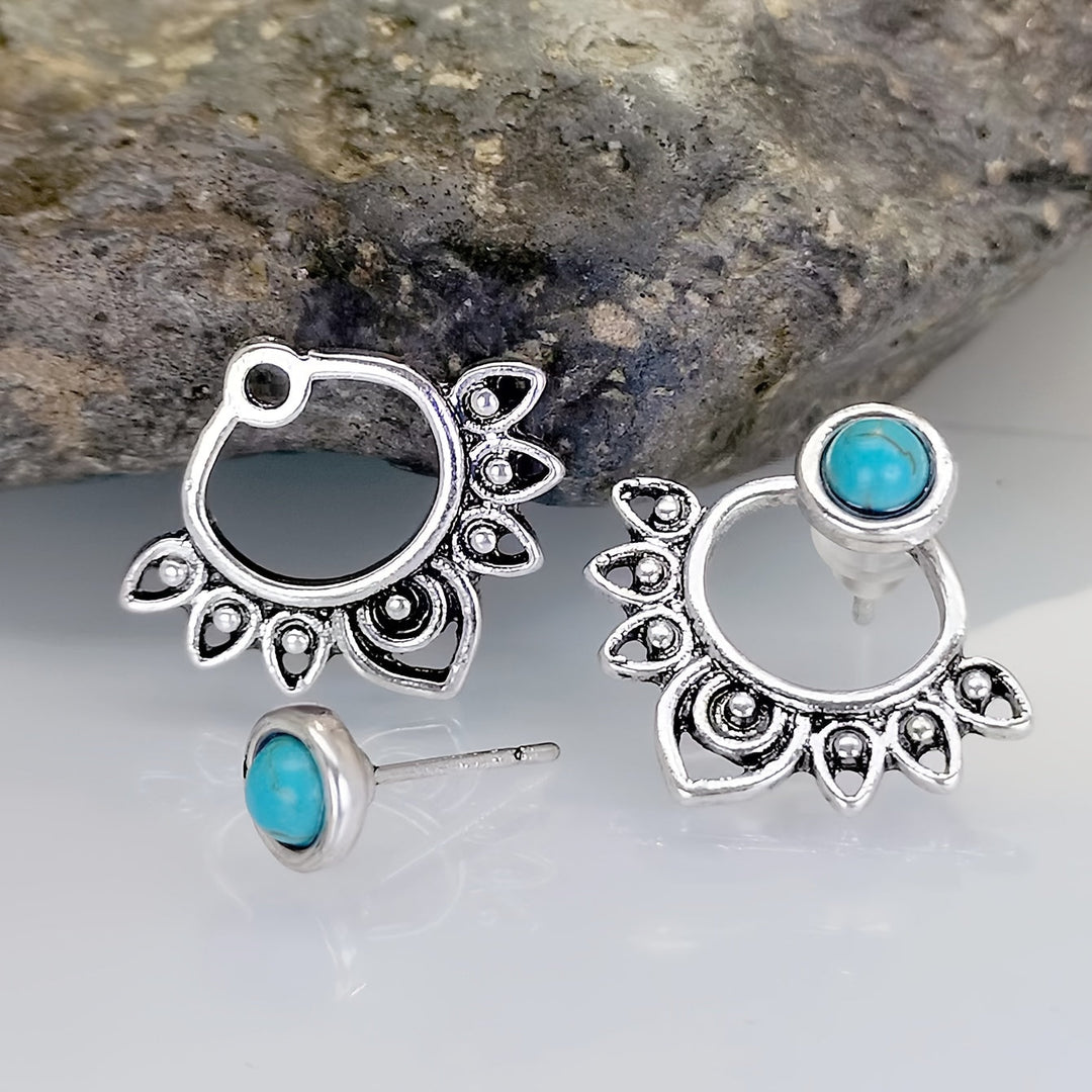 Pendientes Mandala Turquesa Plateados