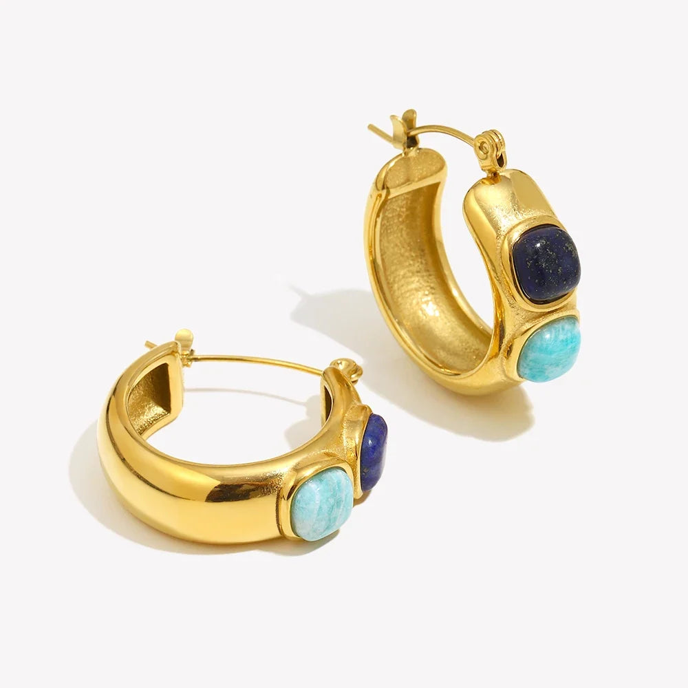 Aros Piedra Turquesa de Oro