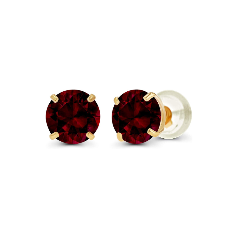 Pendientes stud redondos de rubí Oro