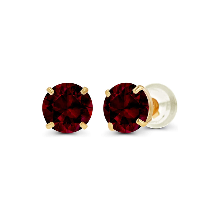 Pendientes stud redondos de rubí Oro