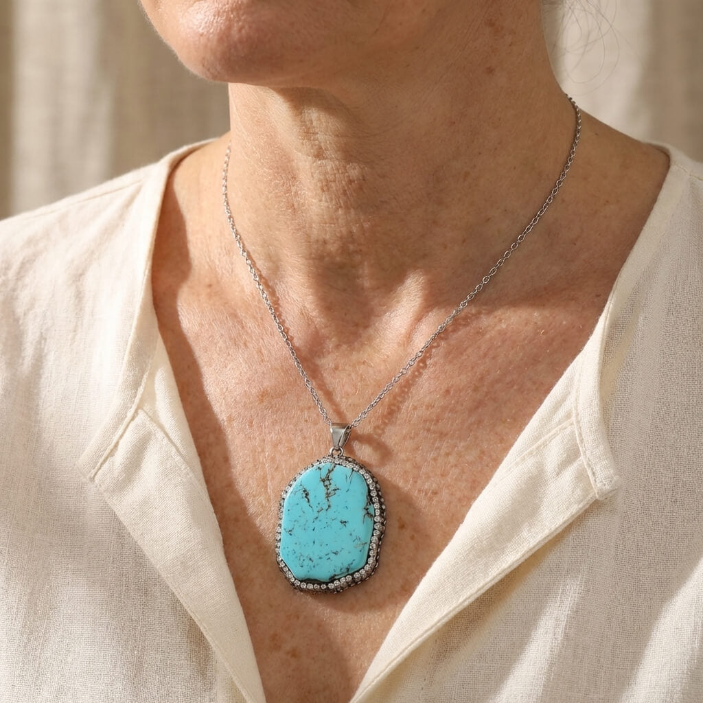 Collar Colgante Turquesa Irregular