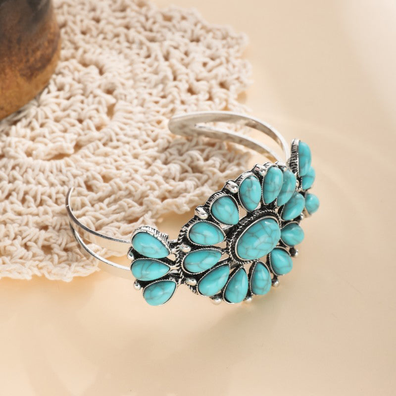 Brazalete Flores Turquesa Étnico