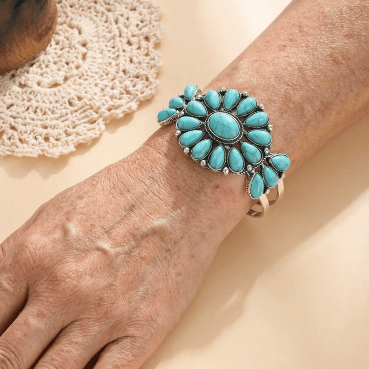 Brazalete Flores Turquesa Étnico
