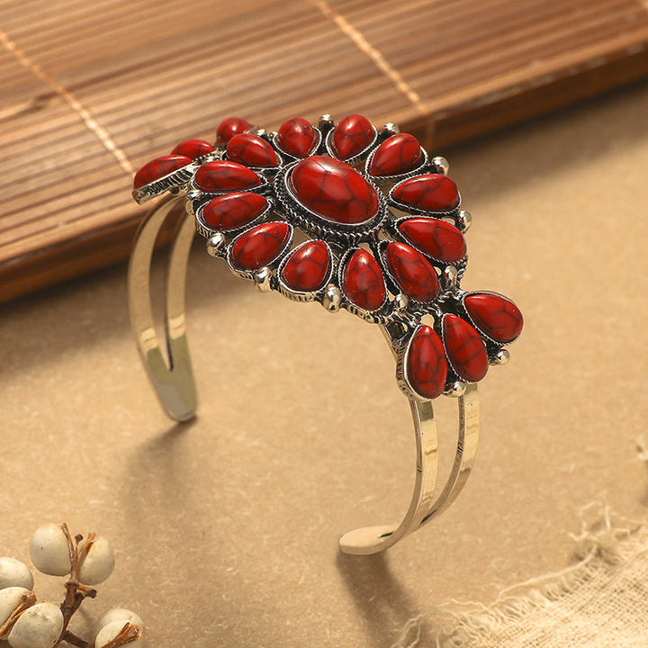 Brazalete Flores Turquesa Étnico