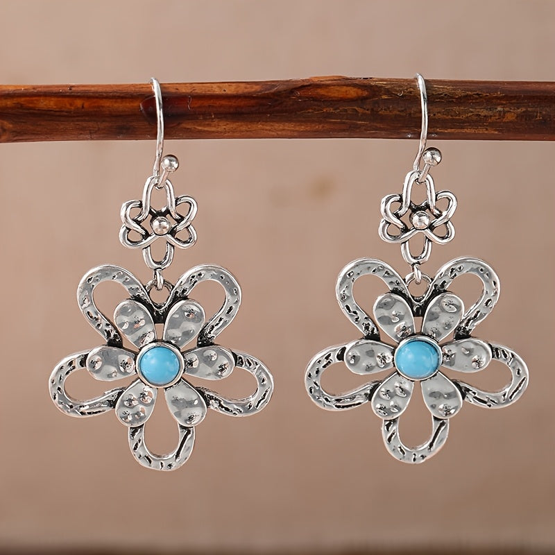 Pendientes Flor Turquesa Calados