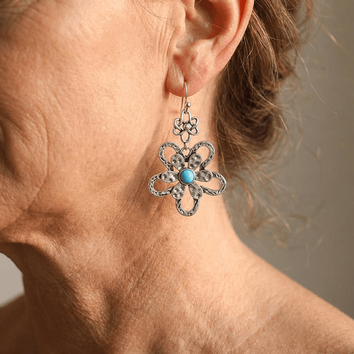 Pendientes Flor Turquesa Calados