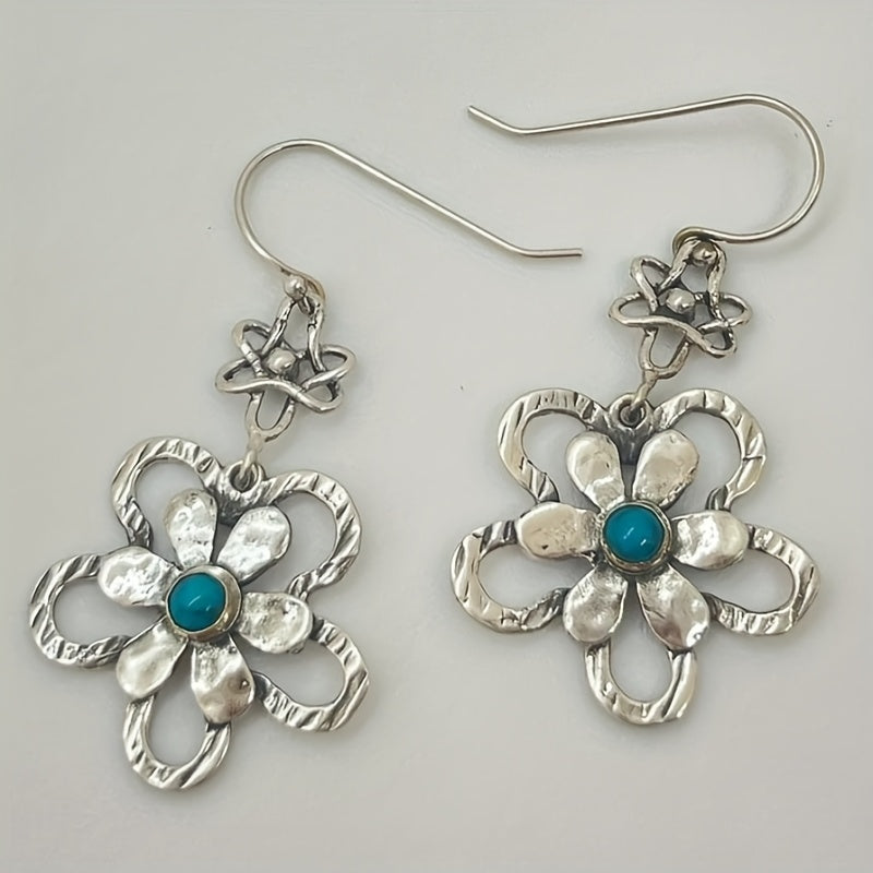 Pendientes Flor Turquesa Calados