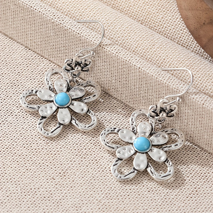 Pendientes Flor Turquesa Calados