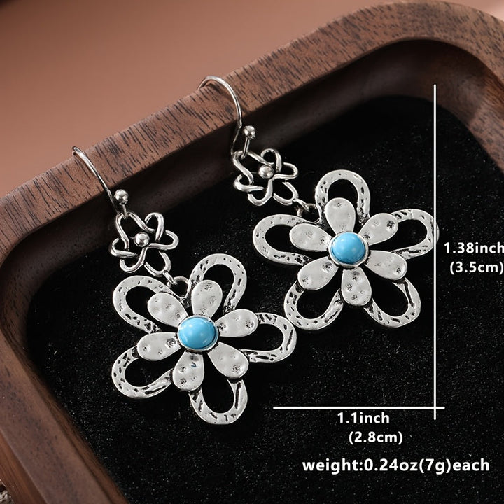 Pendientes Flor Turquesa Calados