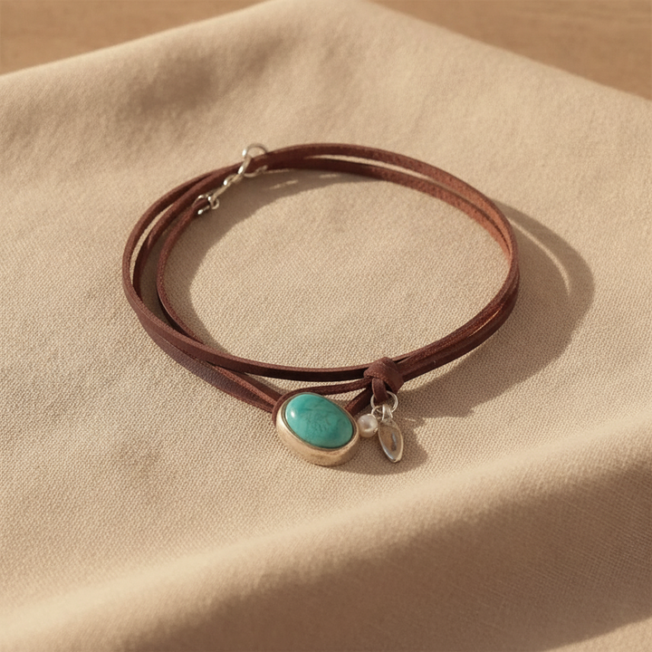 Choker de Cuero con Turquesa
