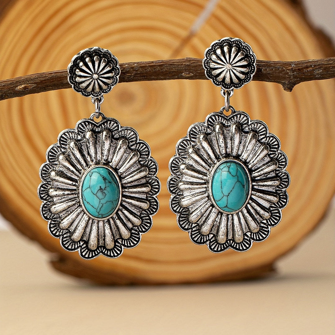 Pendientes Concho Turquesa Redondos