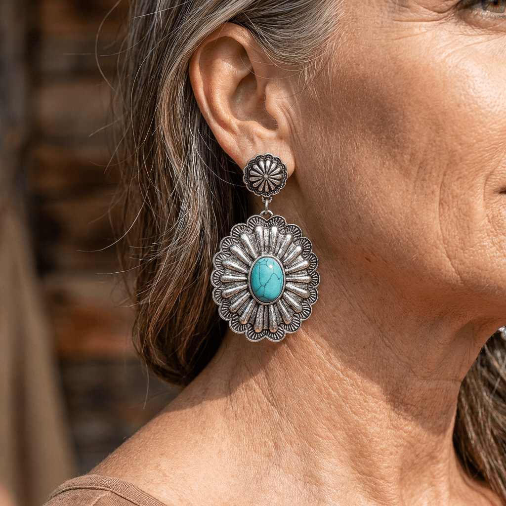 Pendientes Concho Turquesa Redondos