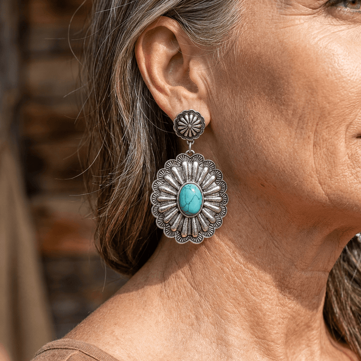 Pendientes Concho Turquesa Redondos