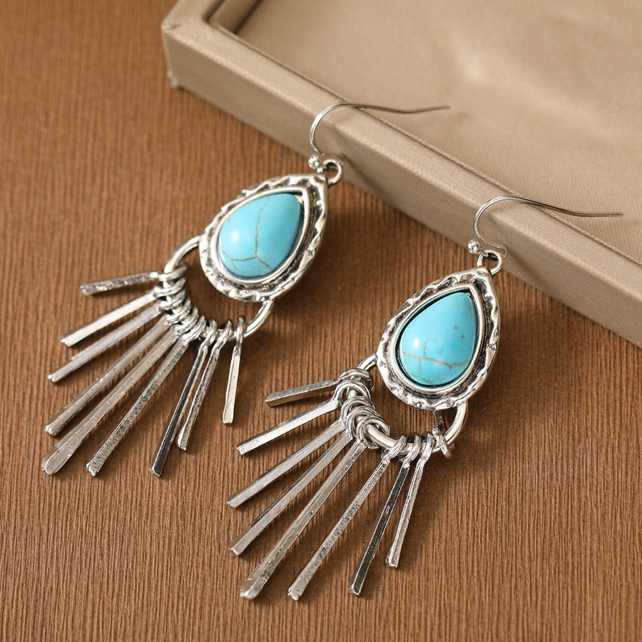 Pendientes Flecos Turquesa Plateados