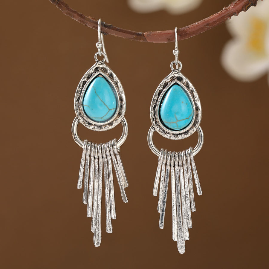 Pendientes Flecos Turquesa Plateados
