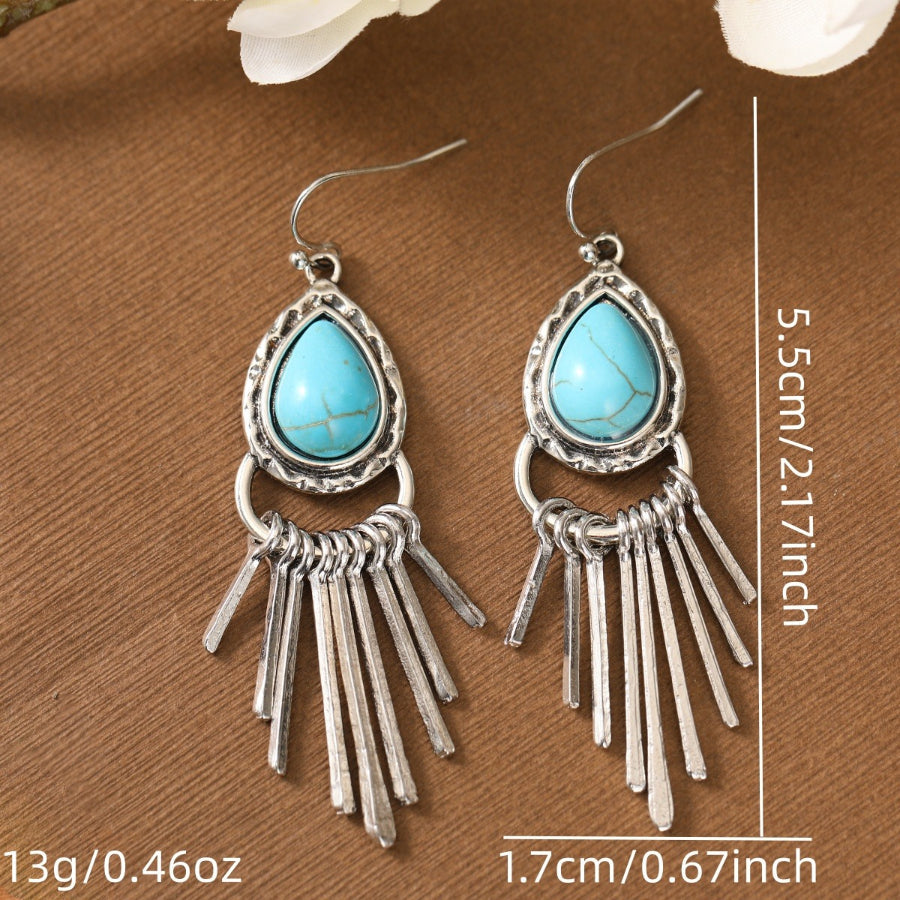 Pendientes Flecos Turquesa Plateados
