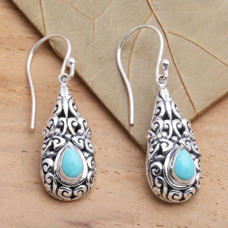Pendientes Gota Turquesa Filigrana Boho