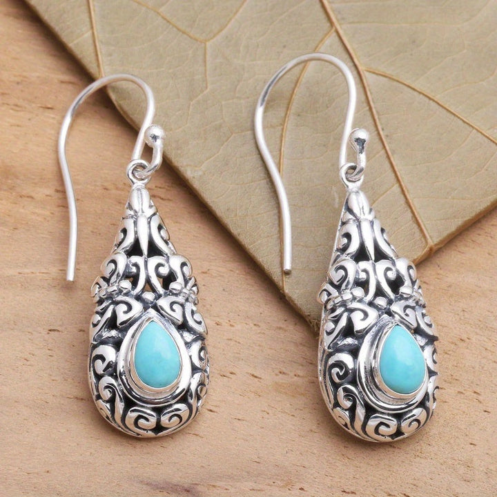 Pendientes Gota Turquesa Filigrana Boho
