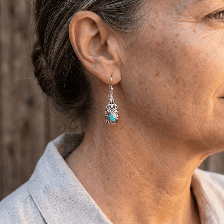 Pendientes Gota Turquesa Filigrana Boho