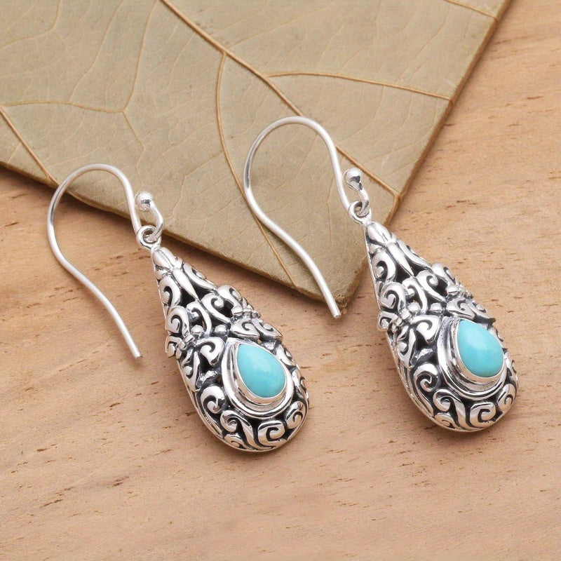 Pendientes Gota Turquesa Filigrana Boho