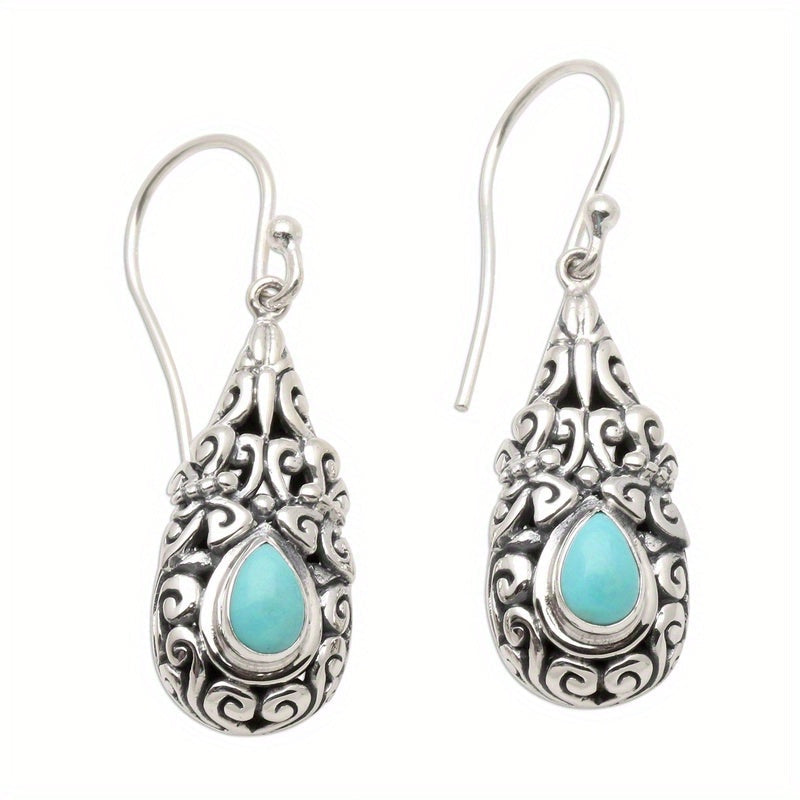 Pendientes Gota Turquesa Filigrana Boho