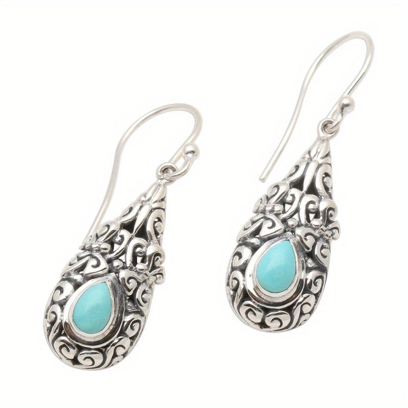 Pendientes Gota Turquesa Filigrana Boho