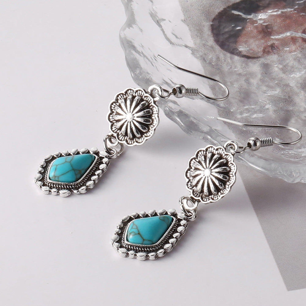 Pendientes Margarita Turquesa Plateados