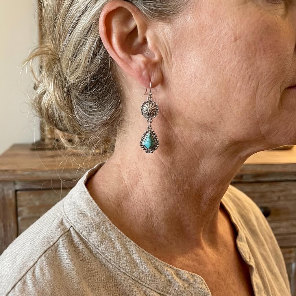 Pendientes Margarita Turquesa Plateados