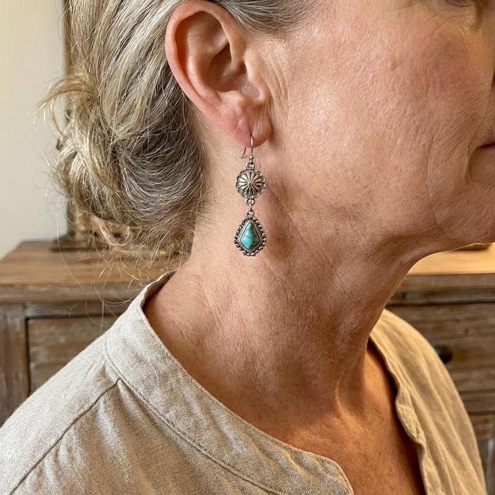 Pendientes Margarita Turquesa Plateados