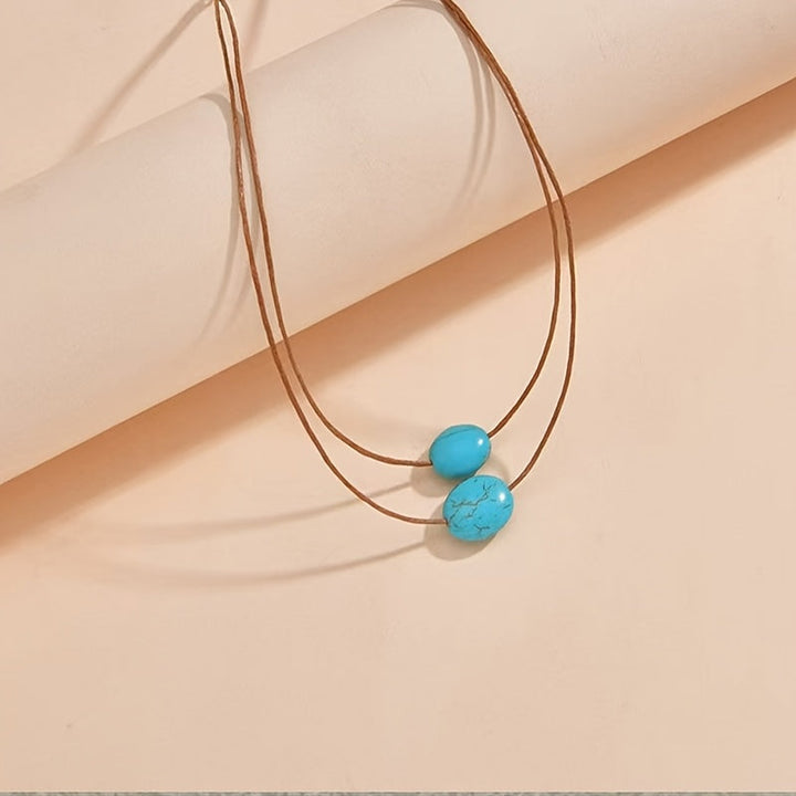 Gargantilla Cuero Turquesa Fina