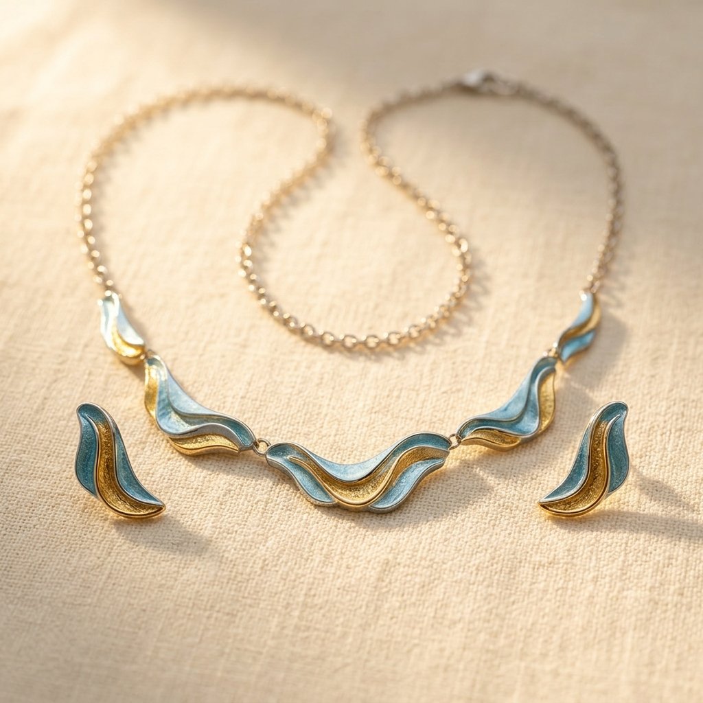 Conjunto Ondas Turquesa y Oro