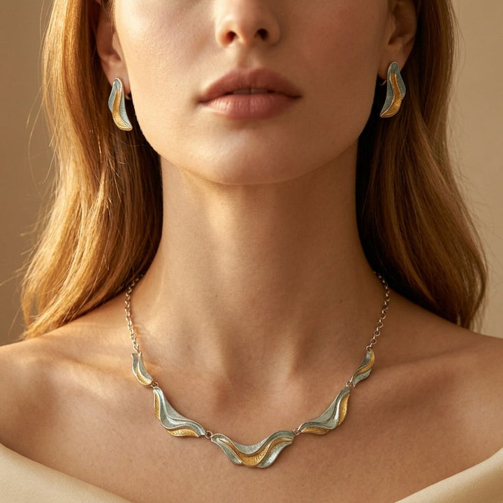 Conjunto Ondas Turquesa y Oro