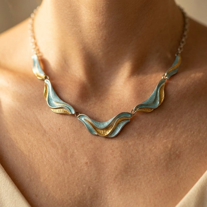 Conjunto Ondas Turquesa y Oro