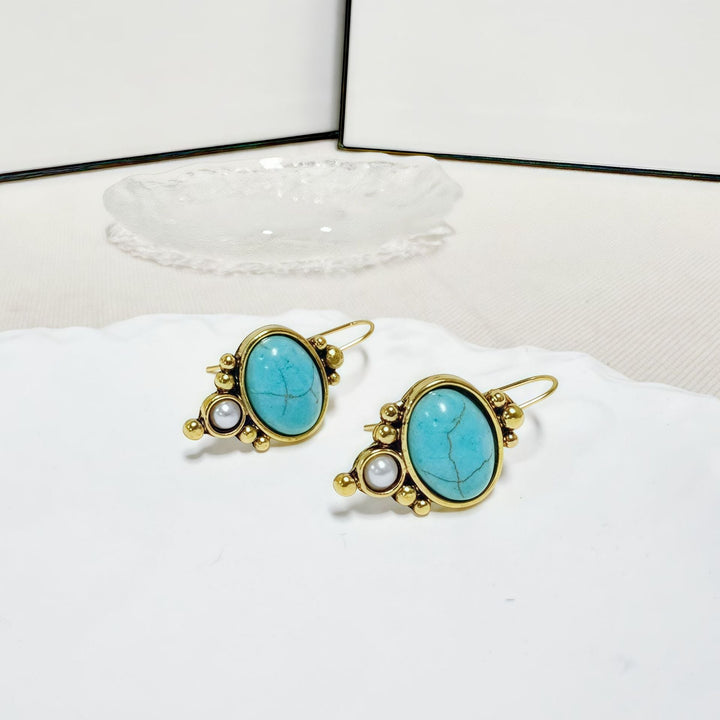 Pendientes Turquesa y Perla Plateados