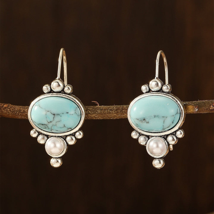 Pendientes Turquesa y Perla Plateados
