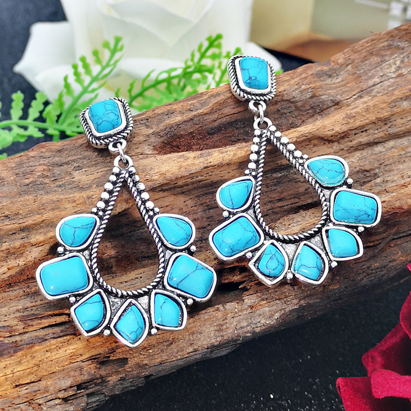 Pendientes Gota Racimo Turquesa