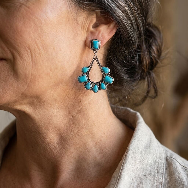 Pendientes Gota Racimo Turquesa