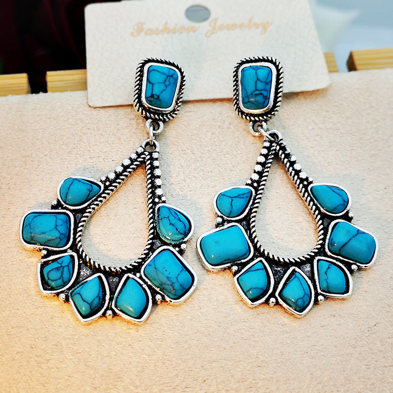 Pendientes Gota Racimo Turquesa