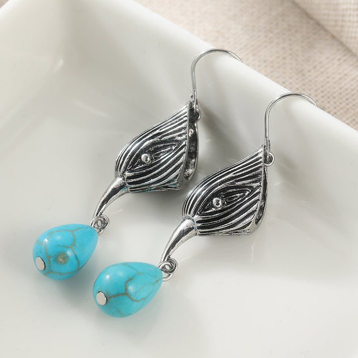 Pendientes Gota Turquesa de Alambre