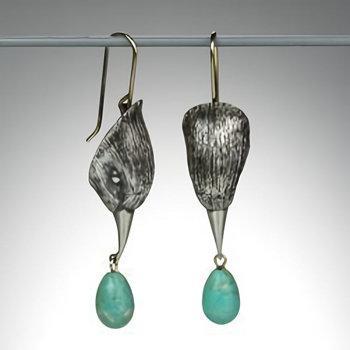 Pendientes Gota Turquesa de Alambre