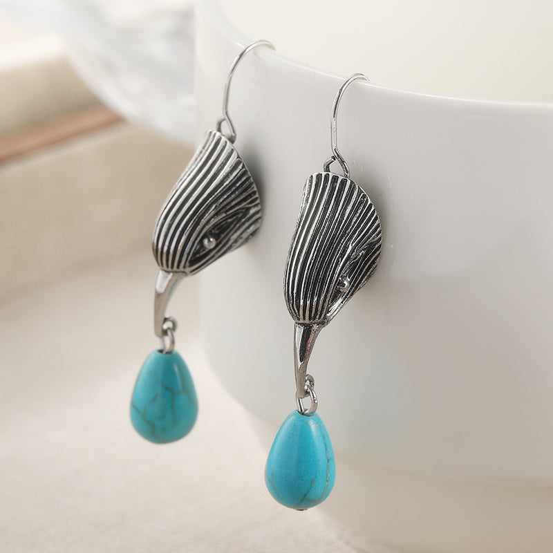 Pendientes Gota Turquesa de Alambre