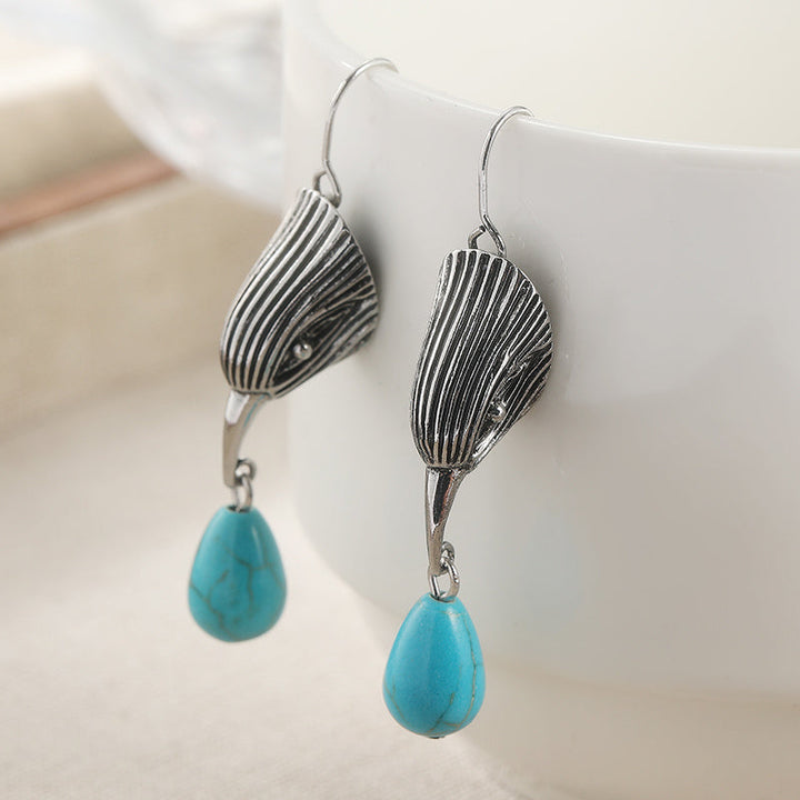 Pendientes Gota Turquesa de Alambre