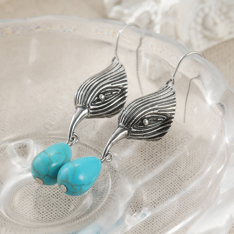 Pendientes Gota Turquesa de Alambre