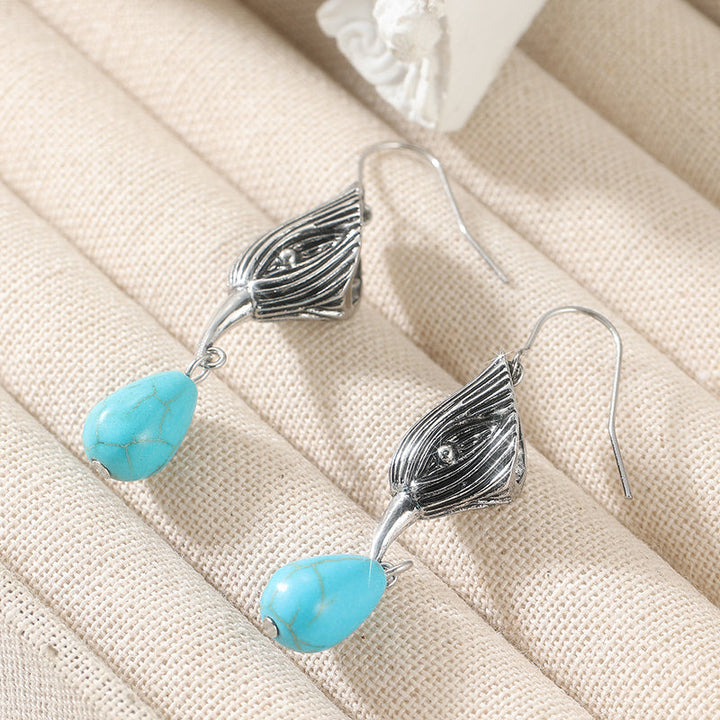 Pendientes Gota Turquesa de Alambre