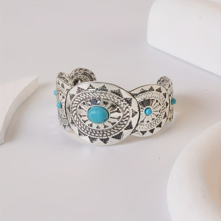 Brazalete Estampado Turquesa Plateado